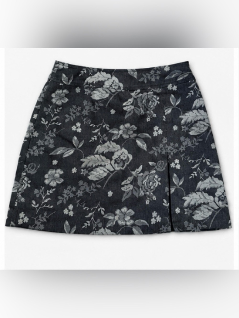 Floral Print Dark Gray A-Line Skirt
